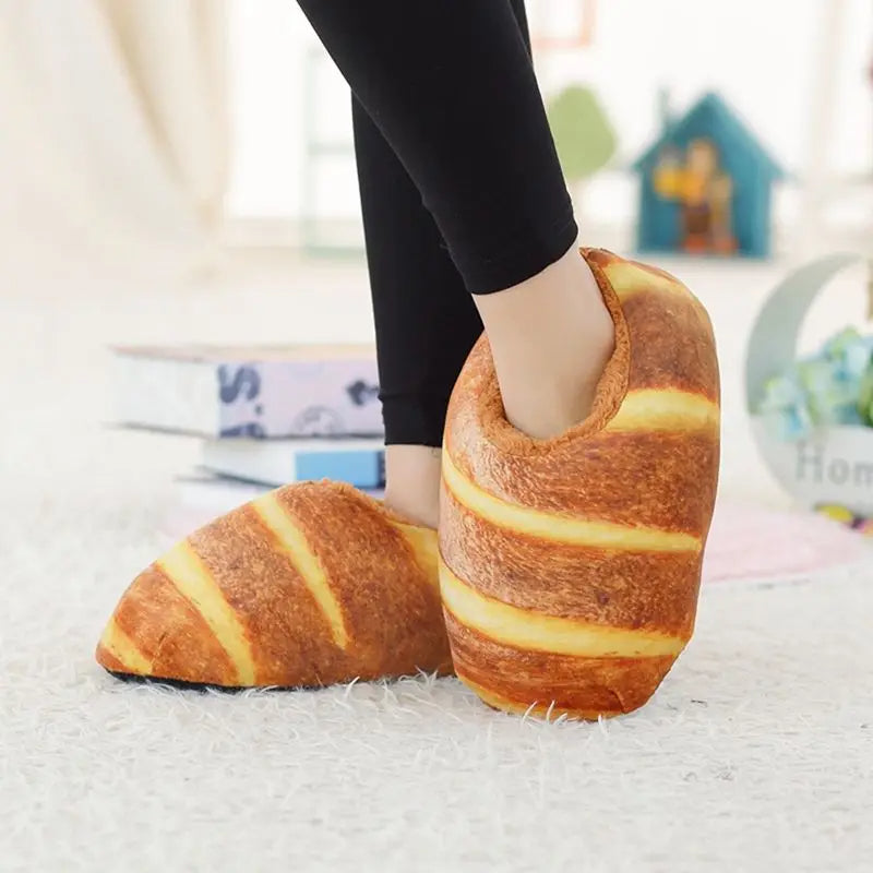 Pantuflas en Forma de Barra de Pan – Zapatillas Hogar Suaves, Cálidas y Antideslizantes para Uso Interior