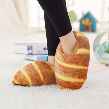 Pantuflas en Forma de Barra de Pan – Zapatillas Hogar Suaves, Cálidas y Antideslizantes para Uso Interior