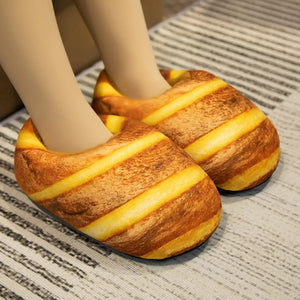 Pantuflas en Forma de Barra de Pan – Zapatillas Hogar Suaves, Cálidas y Antideslizantes para Uso Interior